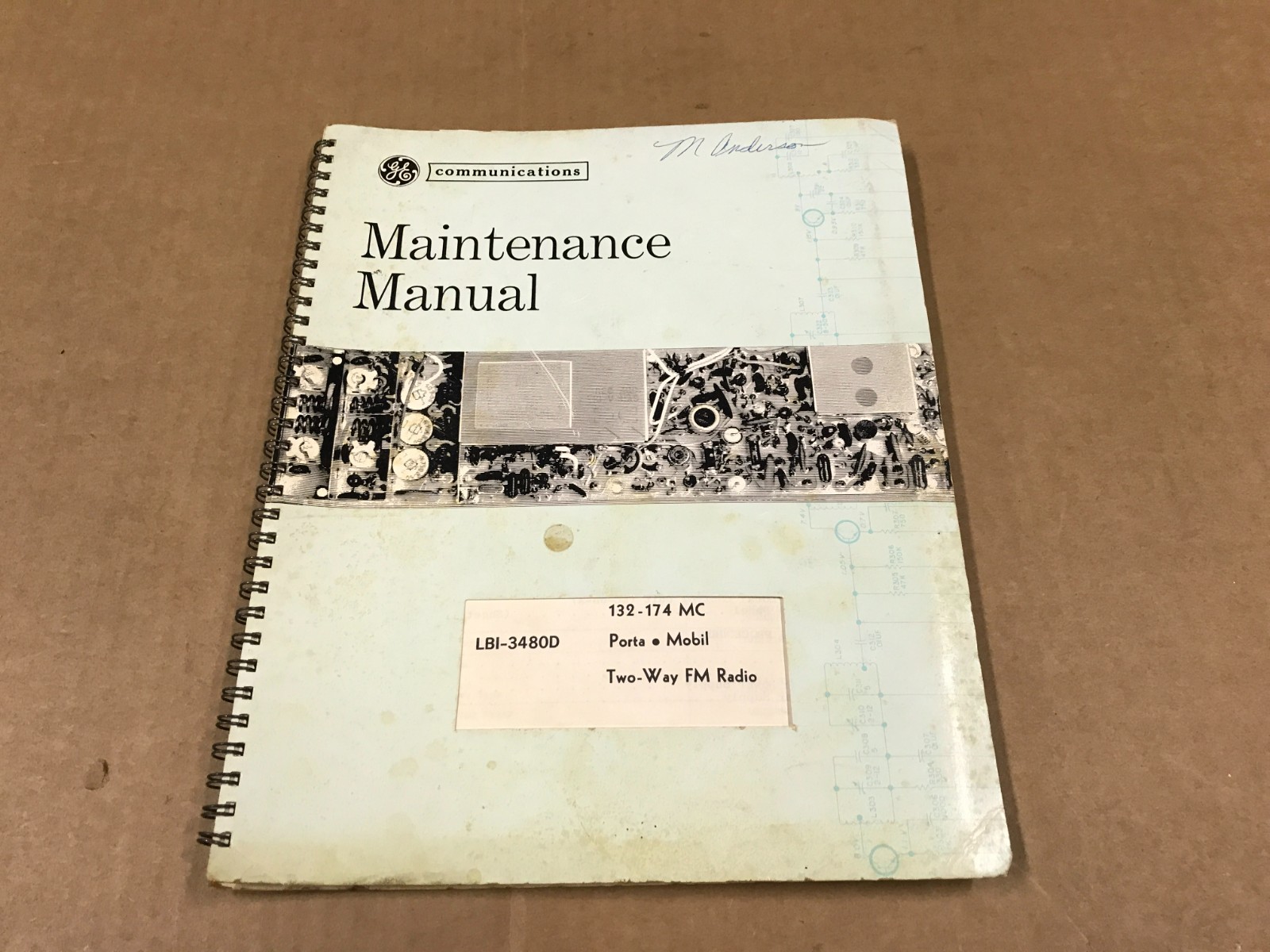 Vintage General Electric Maintenance Manual – Two Way FM Radio #LBI-3480D