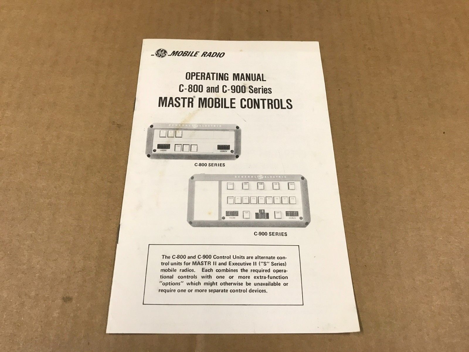 Vintage General Electric Mobile Radio – Operating Manual For C-800/900 Series
