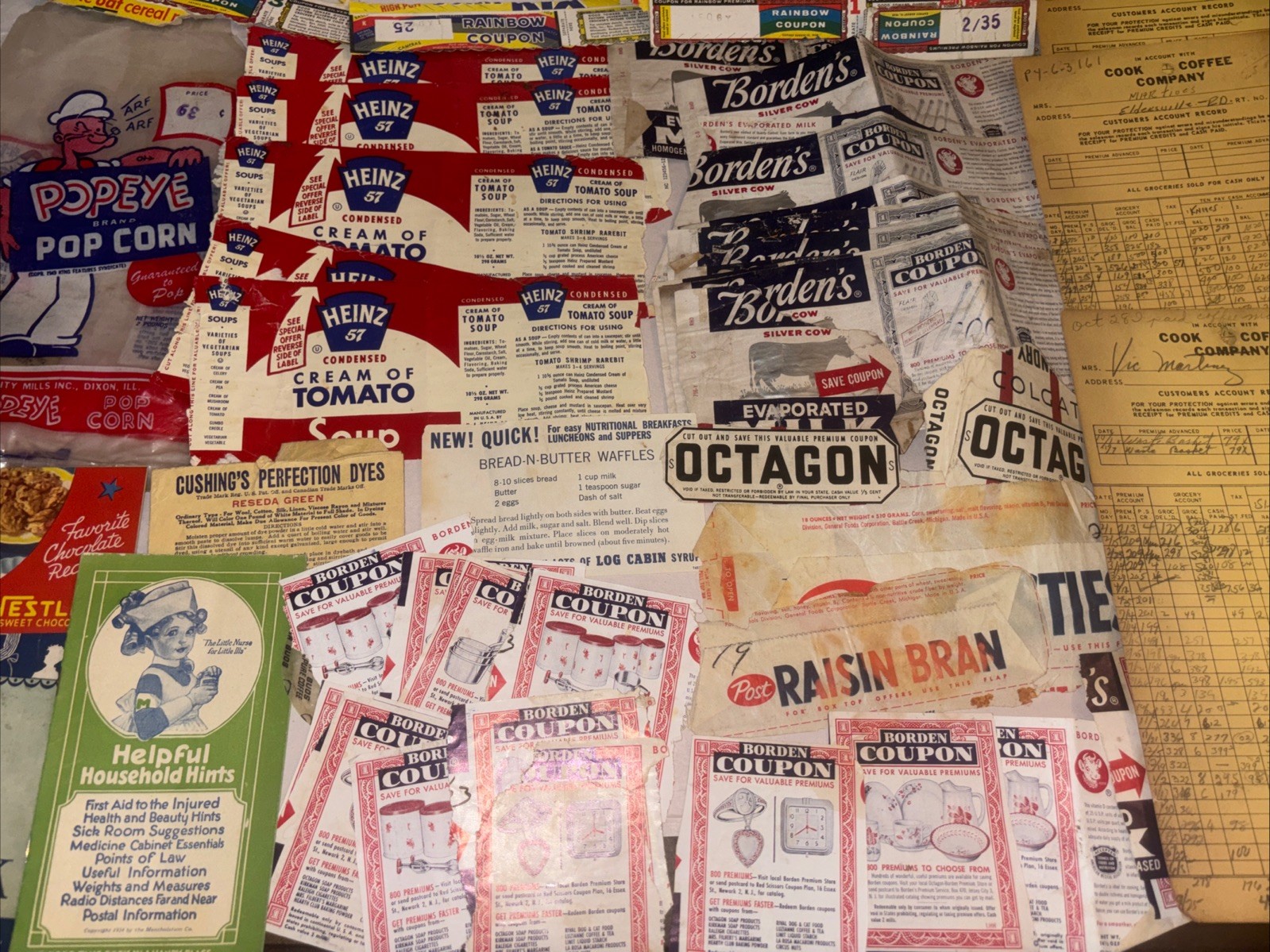 Vtg Food Label Wrapping & Other Wrappings & Recipe & Household Hint Booklets Lot