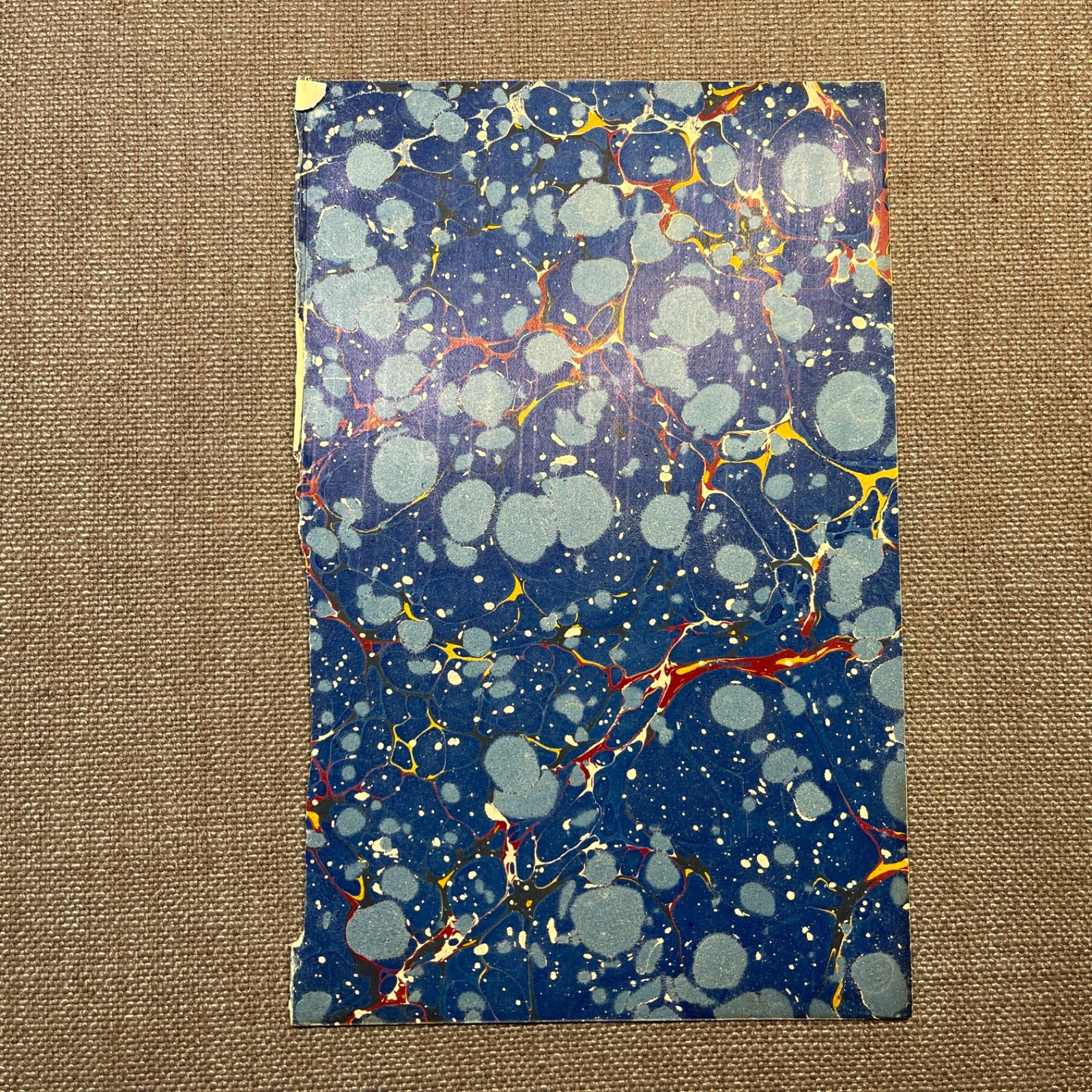 Antique Marbled End Papers Bookbinding Blue Yellow Red Lot of 3