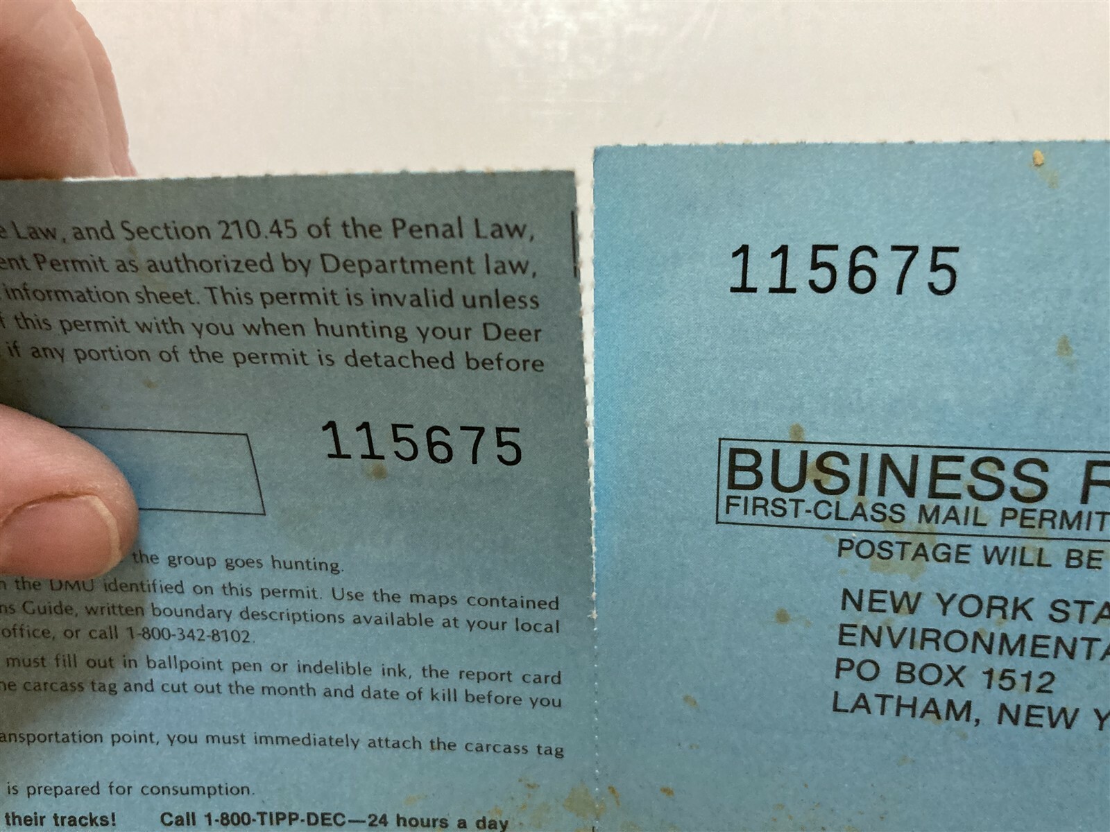 1995 New York Non Resident Antlerless Deer Hunting License NY Vtg