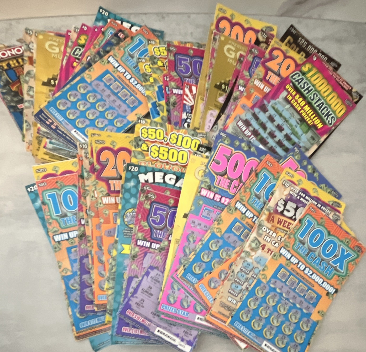 Mixed Lot Scratch-Off Lottery Game Tickets (Mixed Designs)-Non Winning