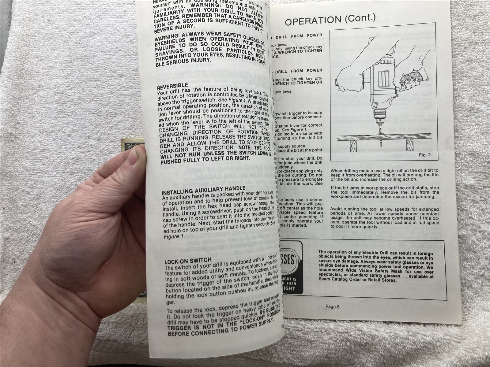 1985 Sears Craftsman 1/2 Inch Electric Drill 315.10280 Owners Manual Vtg