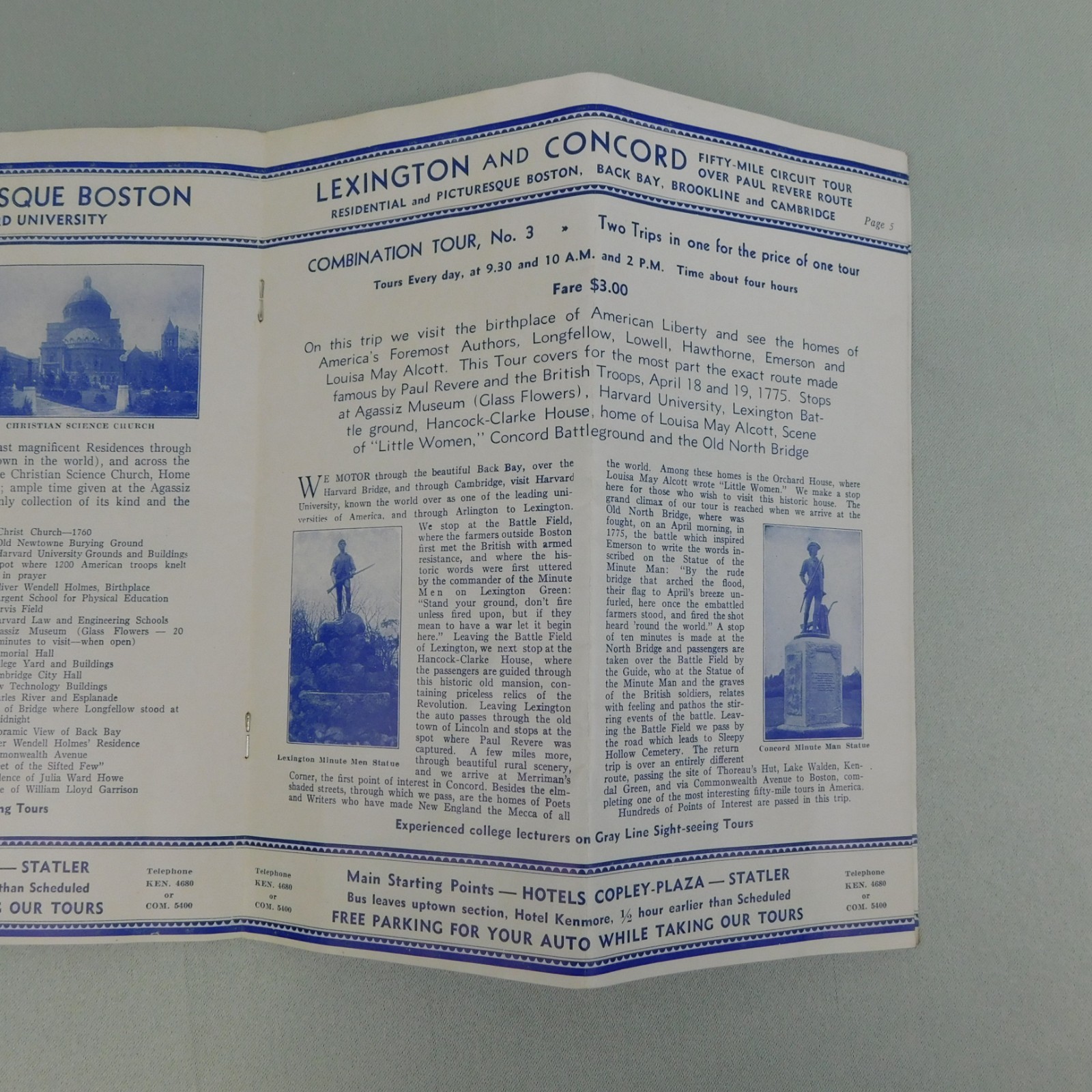 Vintage 1935 Gray Line Boston Sight Seeing Tour Travel Brochure USS Constitution