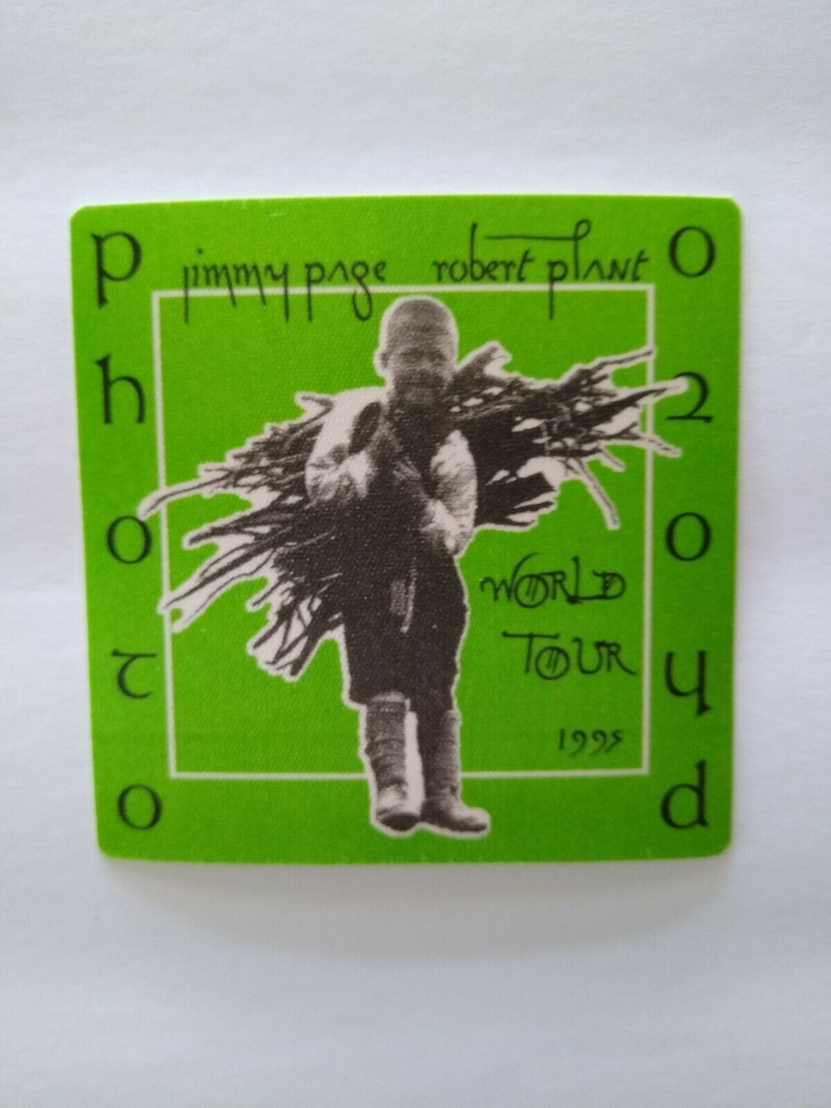 Jimmy Page Robert Plant Backstage Pass Led Zeppelin 1995 Hard Rock Music Green
