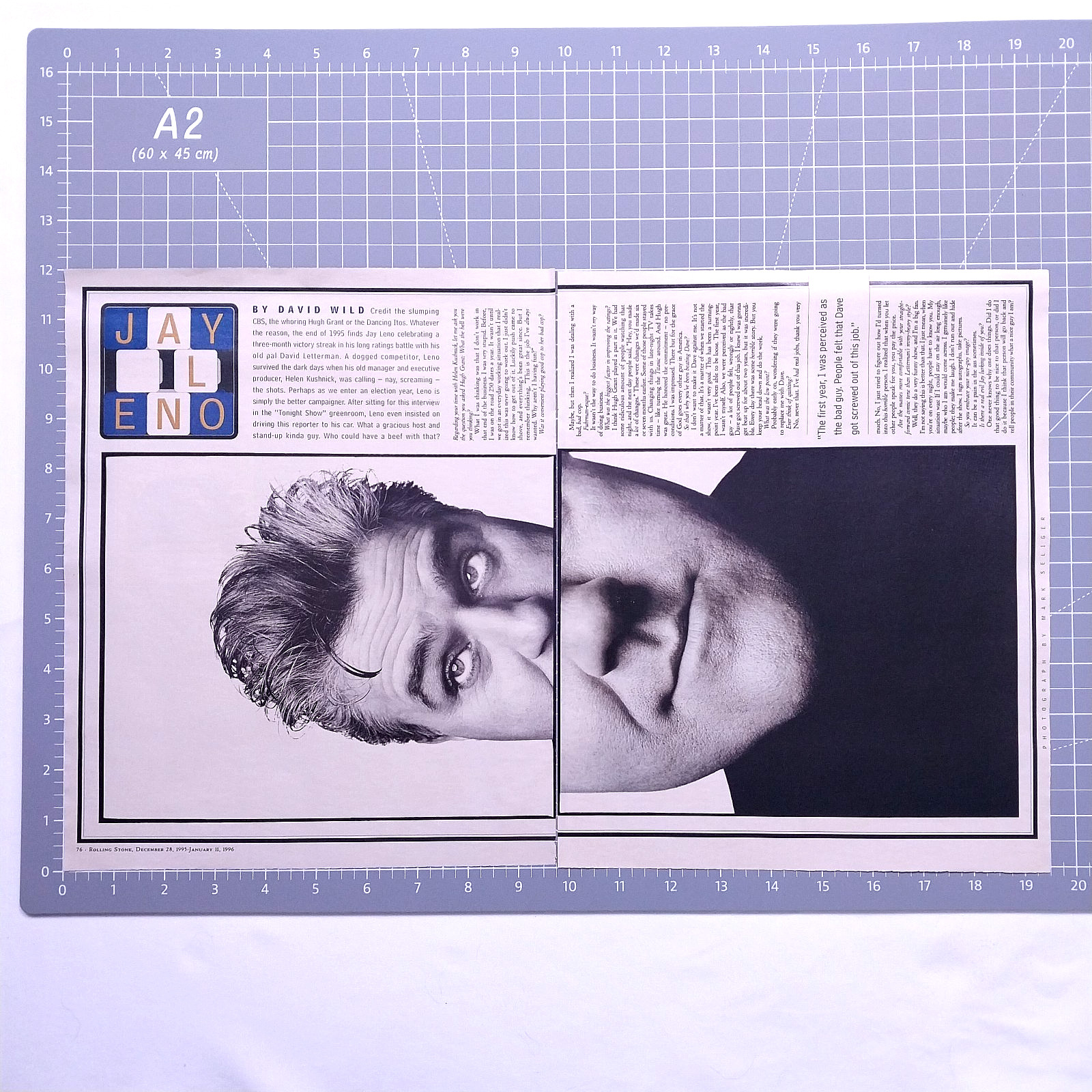 1995 Jay Leno Vintage Original Magazine 2 Page Spread Funny Portrait