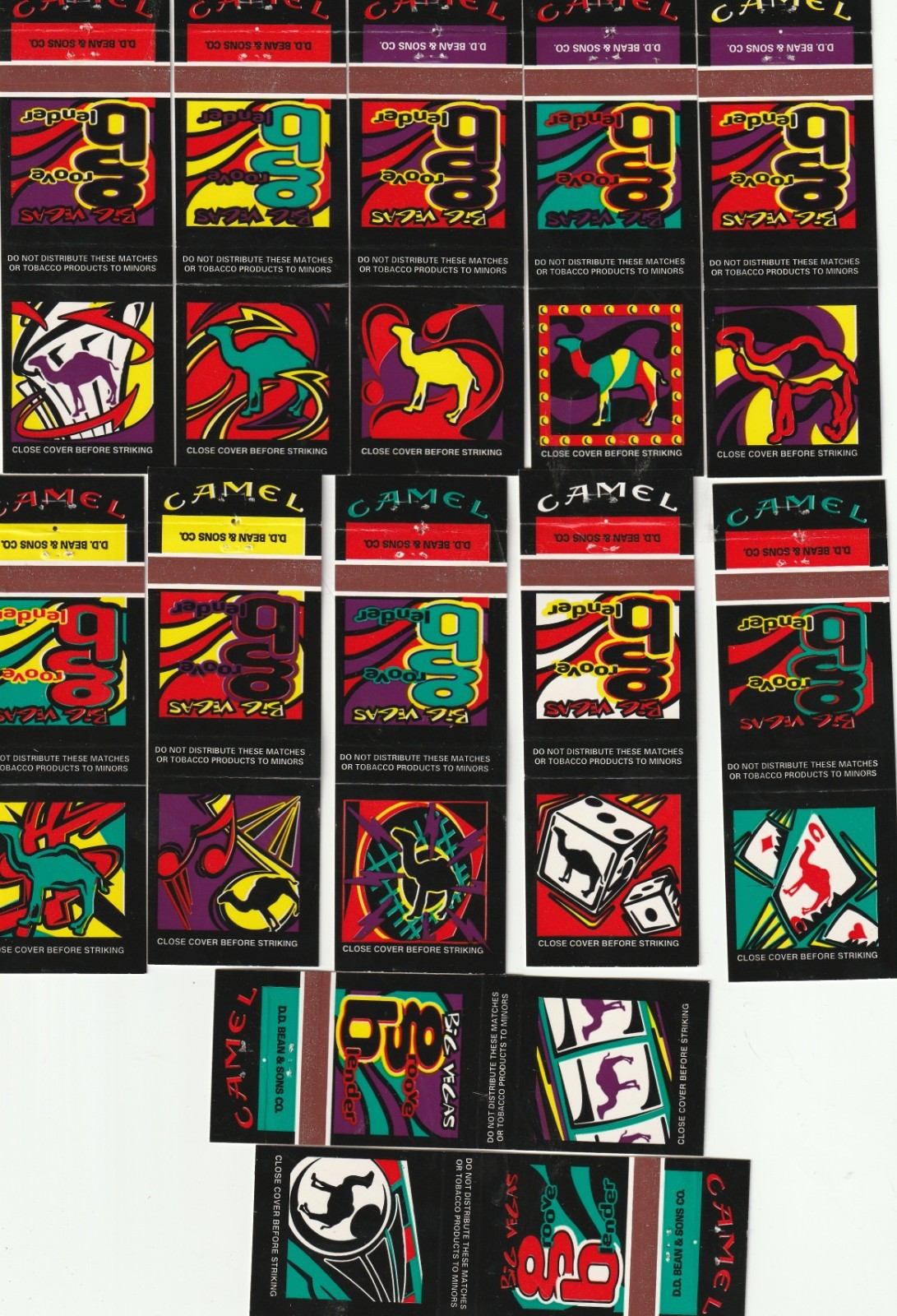 Lot Of 12 CAMEL BIG VEGAS GROOVE BLENDER 1996 Big Head Todd, Matchbook Covers