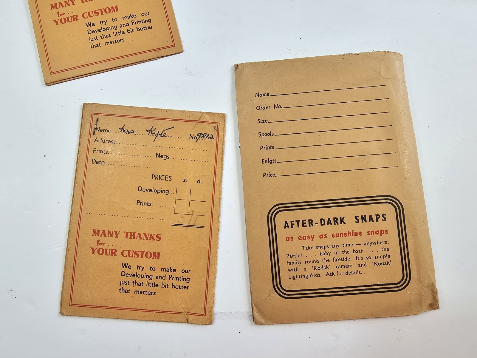 Vintage Kodak Velox Photographic Wallets Envelope Film Print Emphemera 1950s