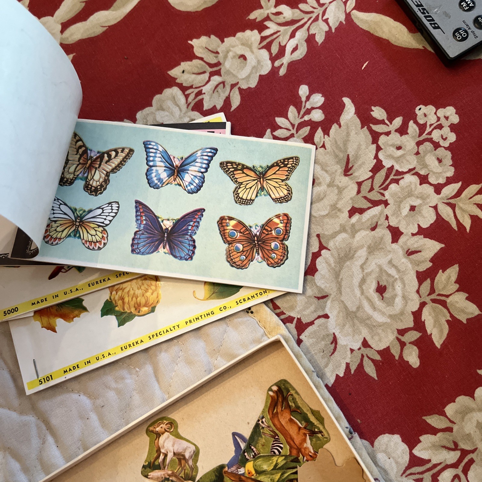 Vintage Gummed Seals Eureka Dennison Seasonal Butterflies Birds Stars Lot
