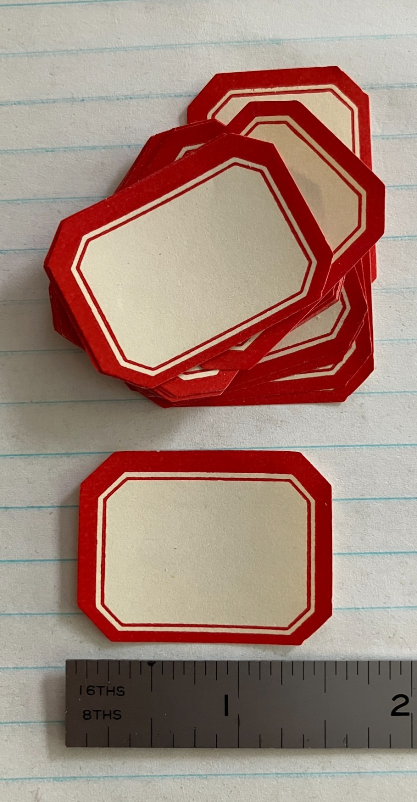 Vintage Dennison Gummed Red Border Labels #209. Full Box Of 40 – 1.5” x 1.125”