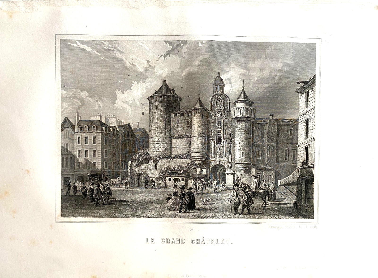 Paris France Engraving “Le Grand Chatelet” XIX Century 1 Page History Politics