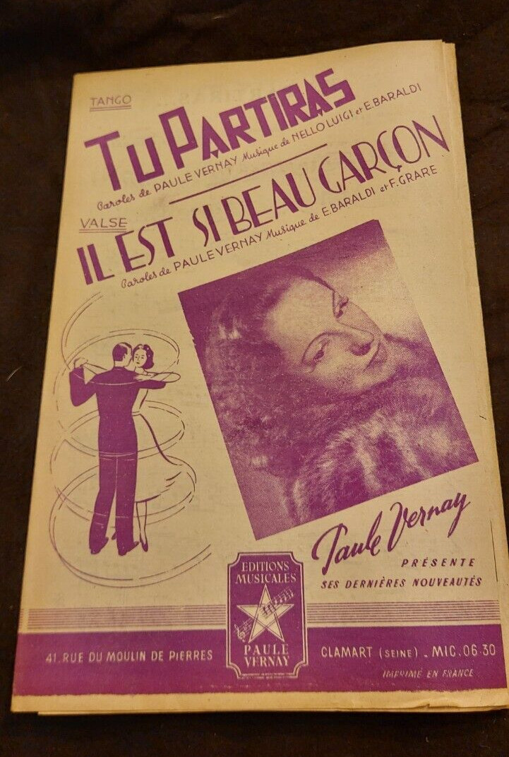 Tu Partiras Il Est Si Beau Garçon Paule Vernay Sheet Music