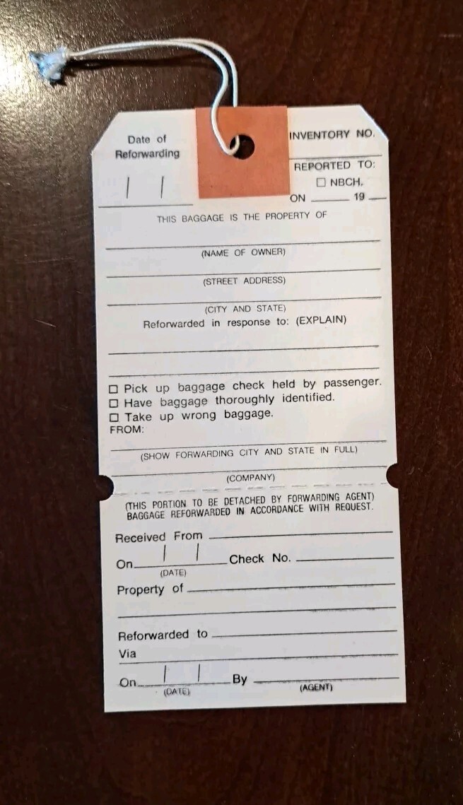 Greyhound Bus Lines 1972 Baggage Reforwarding Tag SUPER RARE VINTAGE
