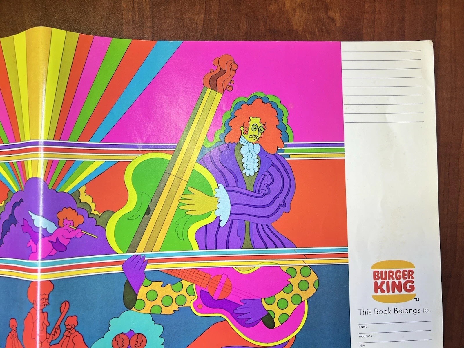 Vintage 1970’s Burger King Psychedelic Rock Art School Daze Book Cover c