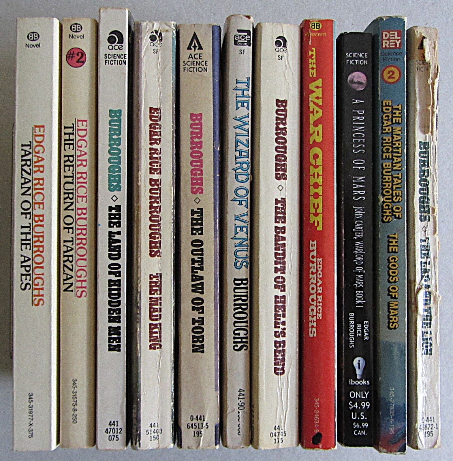 LOT 11~EDGAR RICE BURROUGHS PB~TARZAN~JOHN CARTER~WESTERNS~NON SERIES~GD to FINE