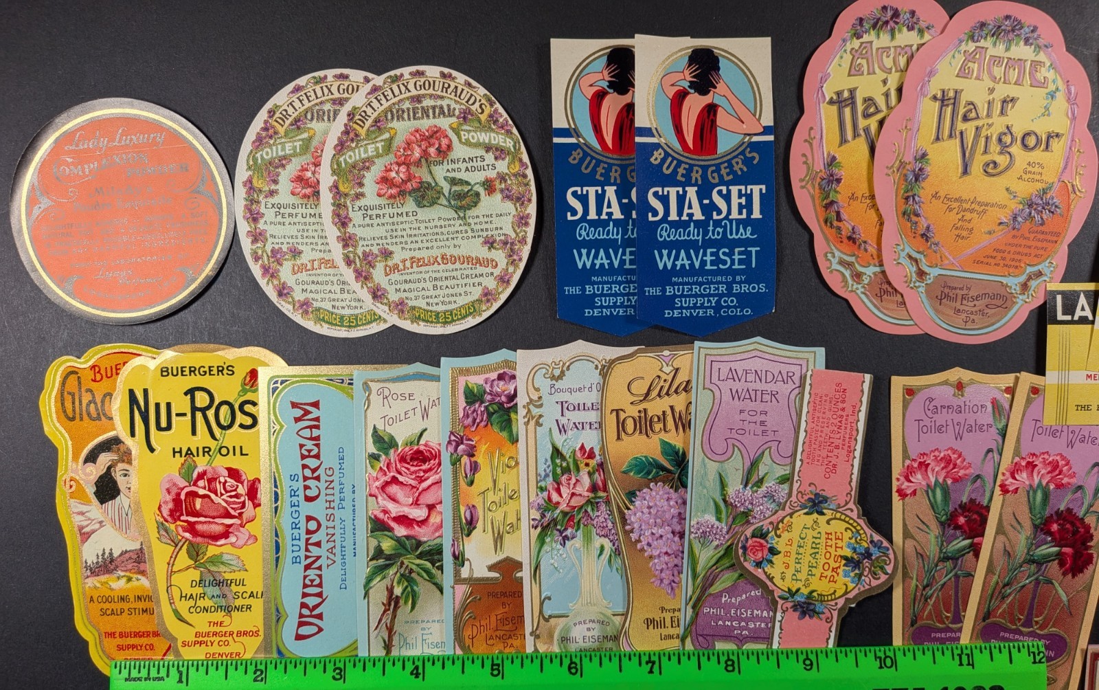 Vintage (Lot of 40) Beauty Cosmetic Cream Perfume Hair Labels
