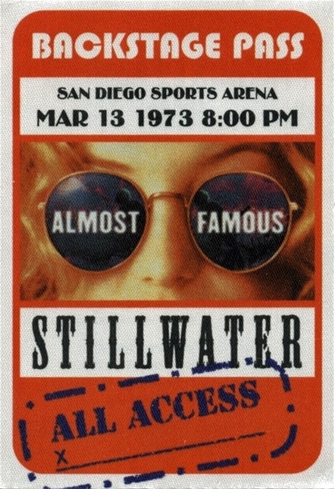 Almost Famous 2000 Stillwater concert tour collectible film prop Backstage Pass