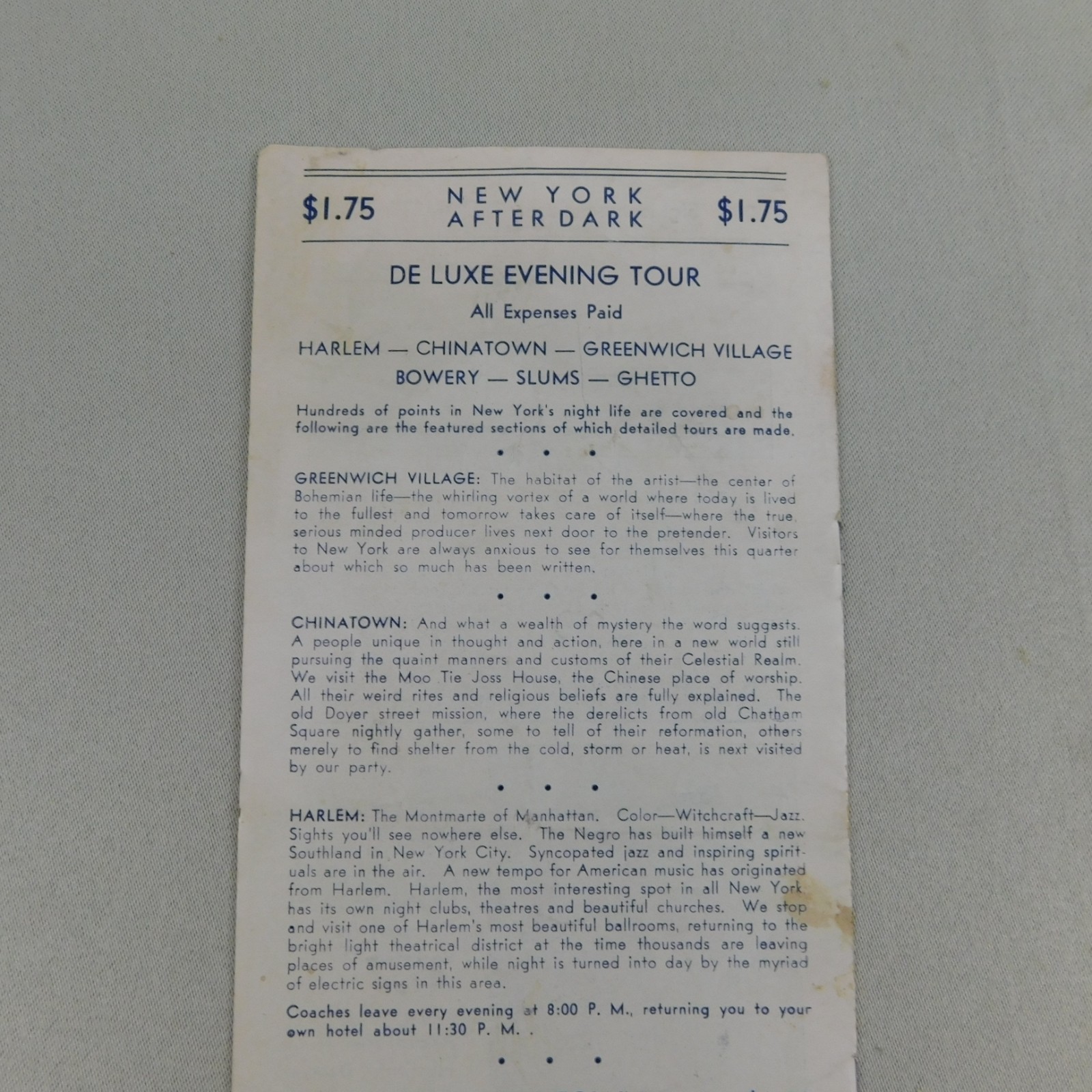 Vintage 1935 Sightseeing New York Royal Blue Line Travel Guide Map Souvenir