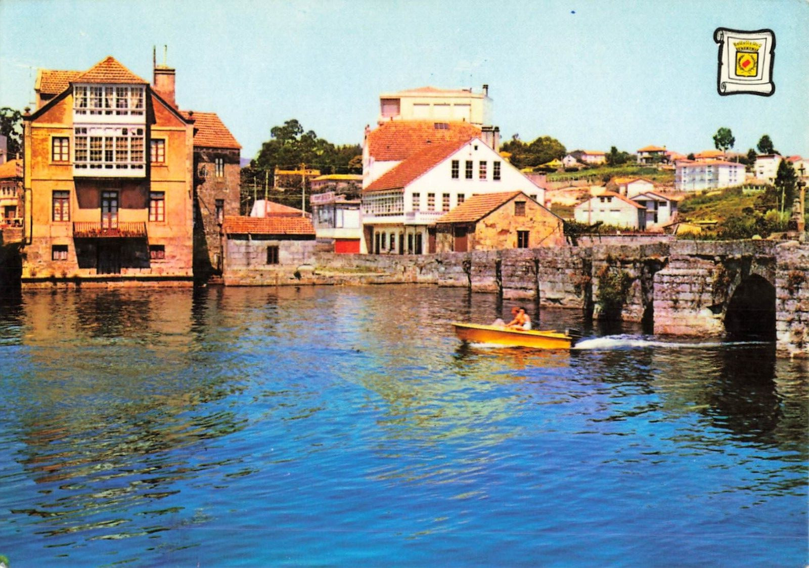 Postcard Spain Pontevedra Roman Bridge