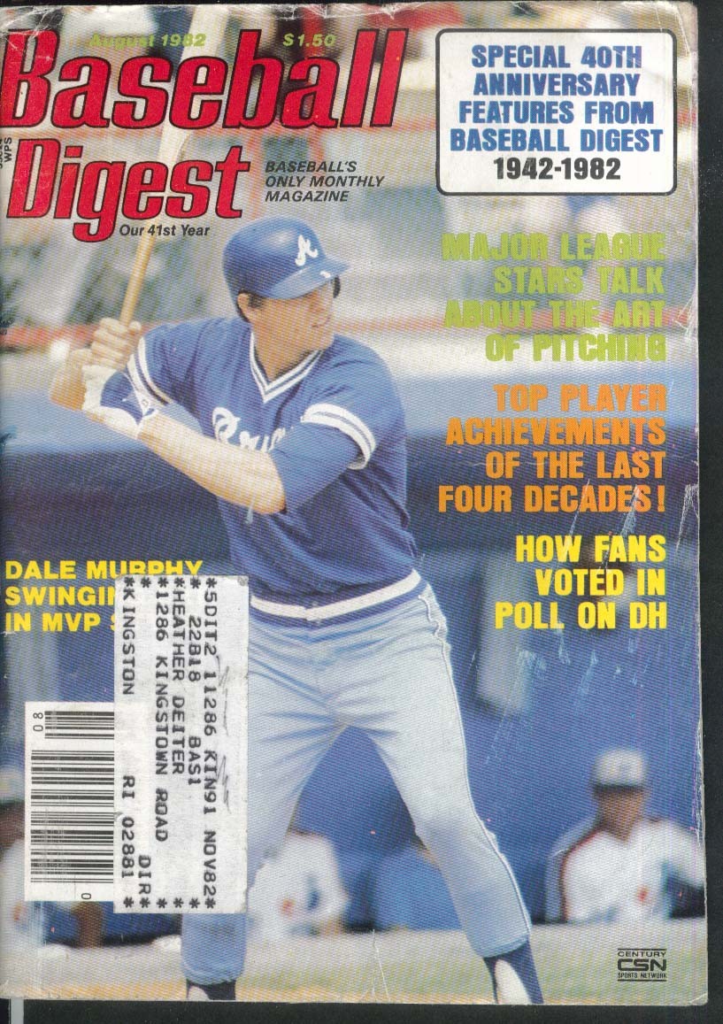 BASEBALL DIGEST Dale Murphy Steve Sax Carl Yastrzemski 8 1982