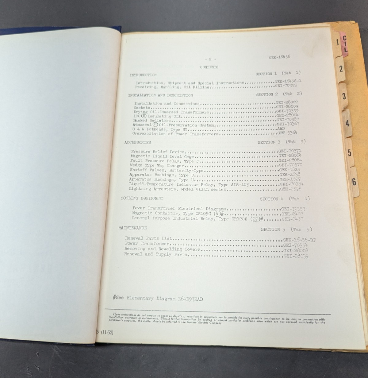 Vintage GE General Electric Instruction Manual Power Transformer January 1969