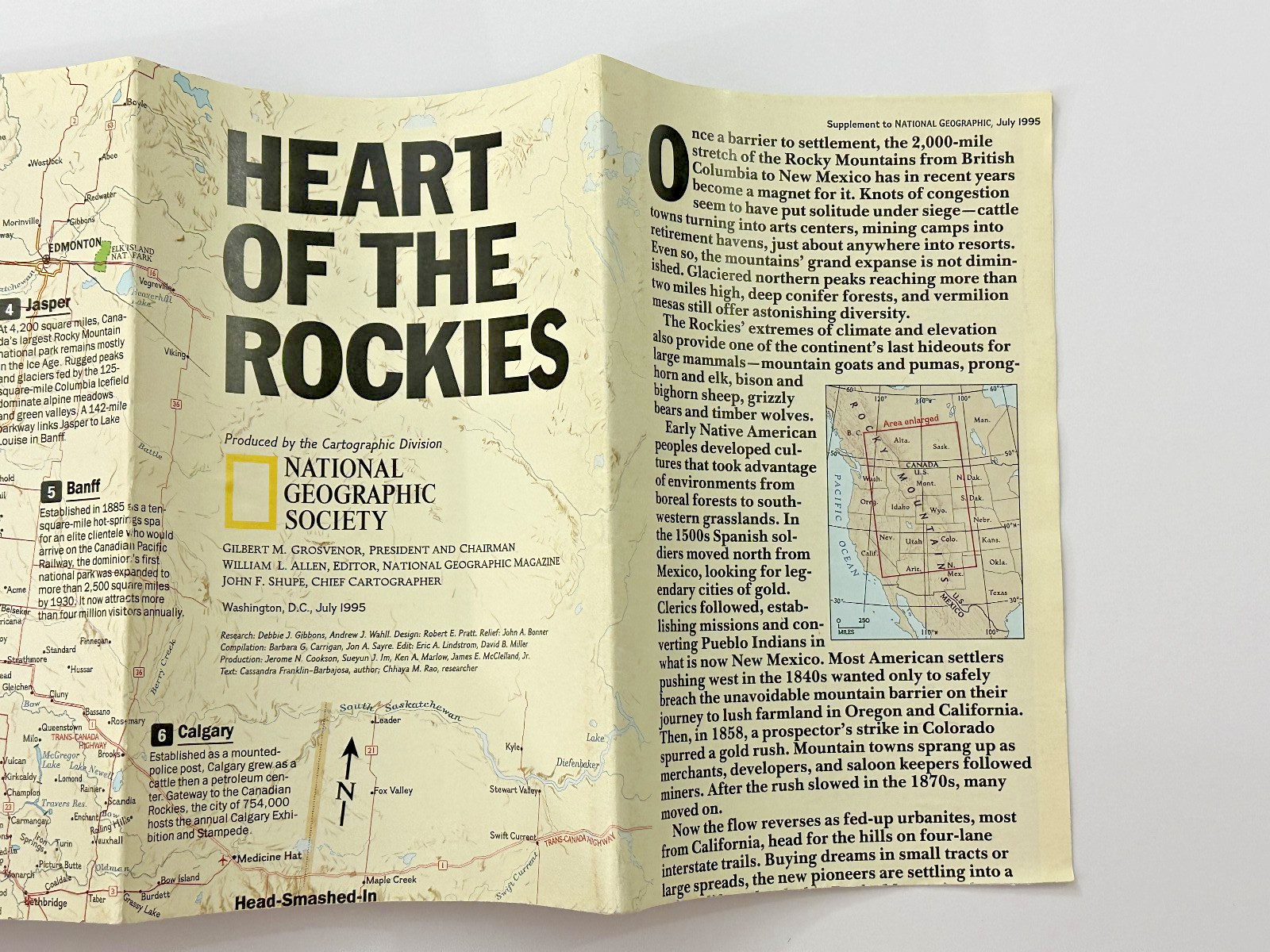 Heart Of The Rockies National Geographic Map From July 1995 Rocky Mountains
