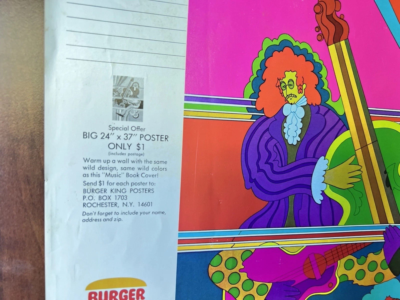 Peter Max Style 1970’s Burger King Psychedelic Rock Art School Daze Book Cover a
