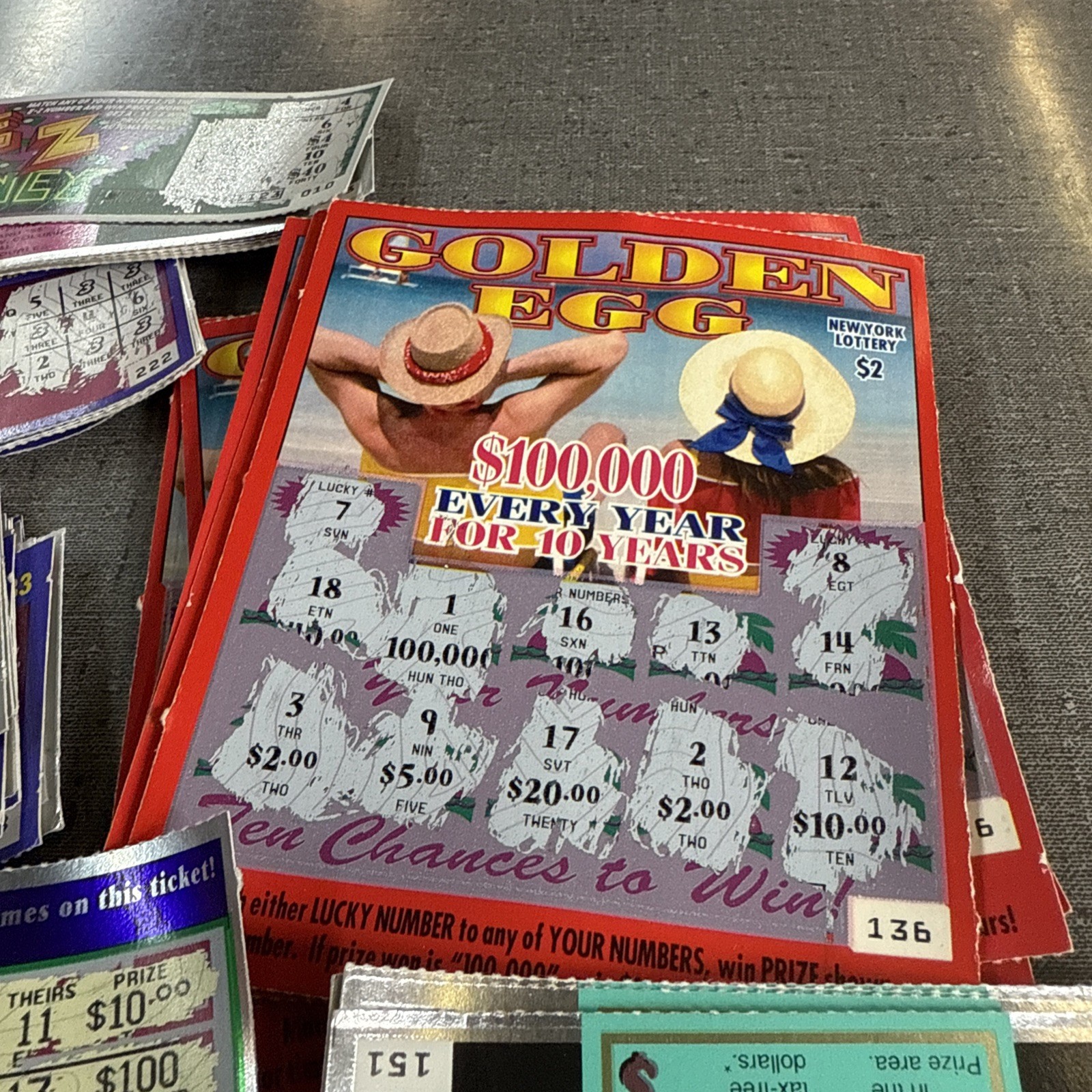 Lot Of 100+ NY Lottery Instant Scratch Off Tickets Vintage Win For Life