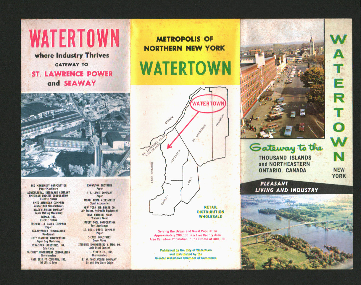 Watertown NY New York Gateway To The Thousand Islands Early 1970s City Brochure
