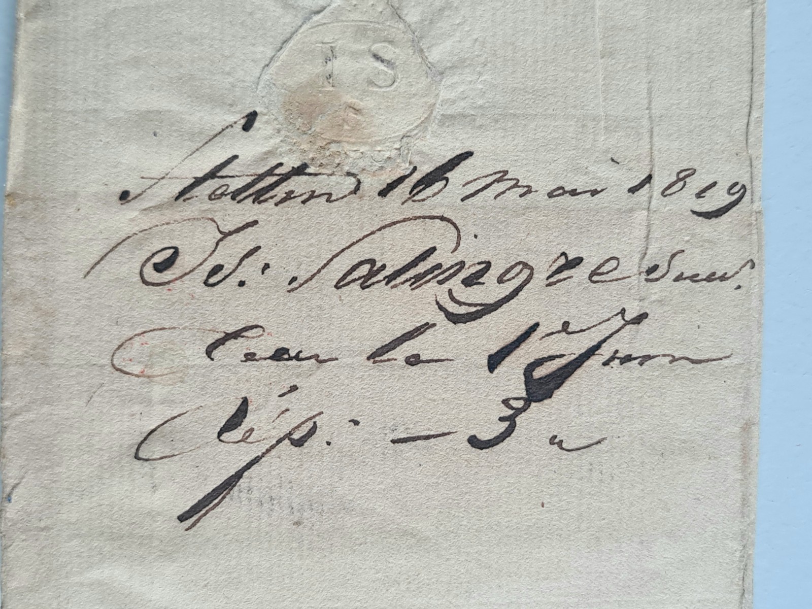 Old Letter Mail Of May 16, 1819 End Of The 1st Empire Hamburg Bordeaux