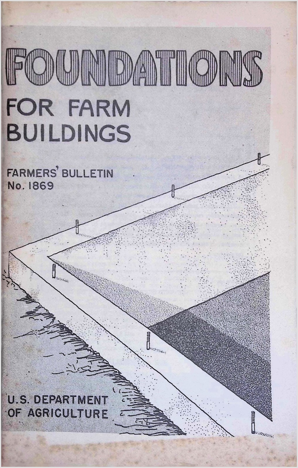 1941 USDA Farmers Bulletin No softcover Foundations for Farm Buildings