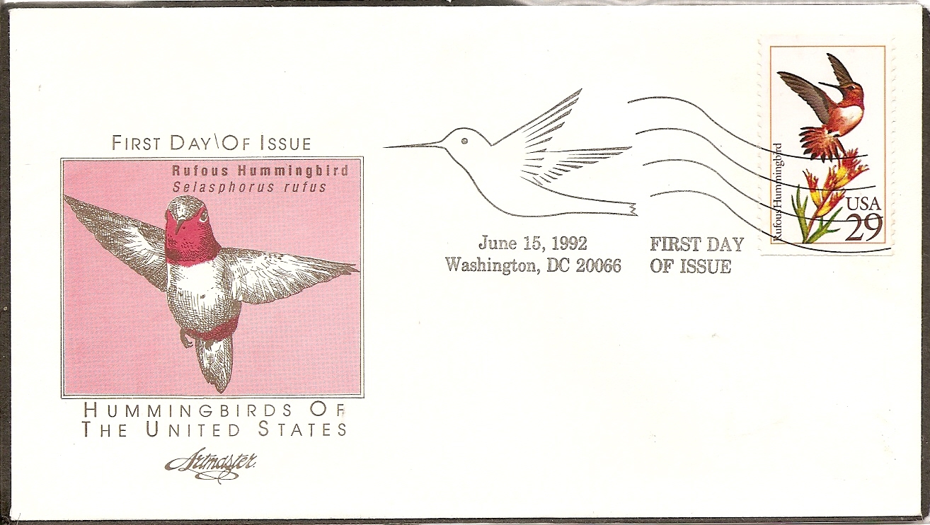 US Scott # 2645 Rufous Hummingbird FDC. Artmaster Cachet
