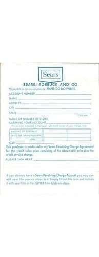 1960s Sears Film Order Blank Photograph Tower Film Club SRC Americana Ephemera