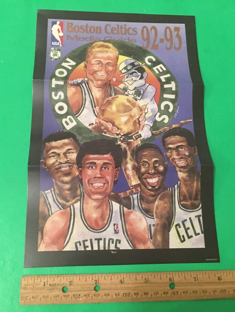 BOSTON CELTICS BASKETBALL 1992-93 Media Guide Mini Poster Larry Bird Reprint