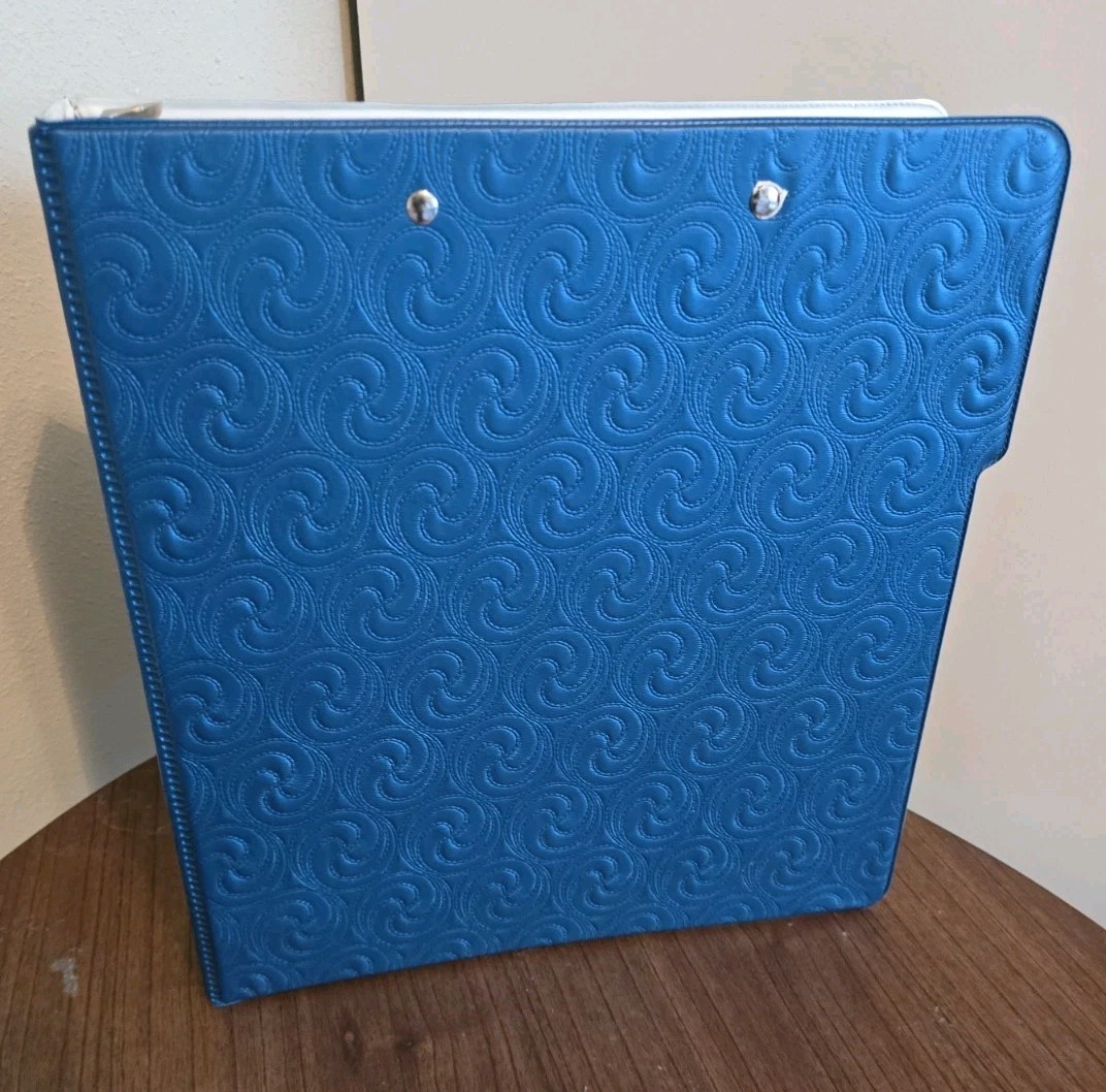 Vintage Mead Super Shades Blue 2” 3-Ring Binder 1994 Embossed Swirls with Clip