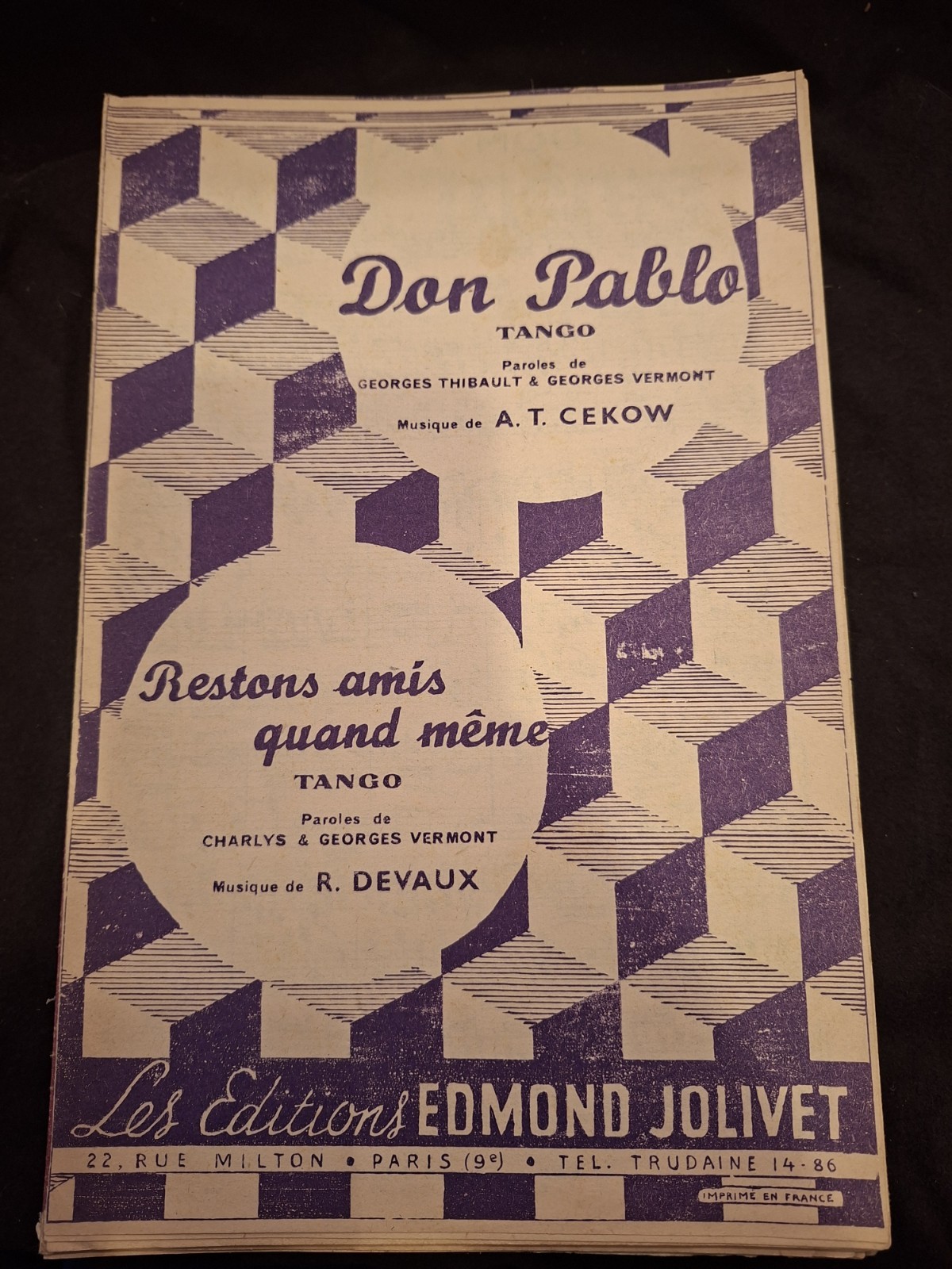 Don Pablo Cekow Partition Restons Amis Quand Même Devaux Sheet Music