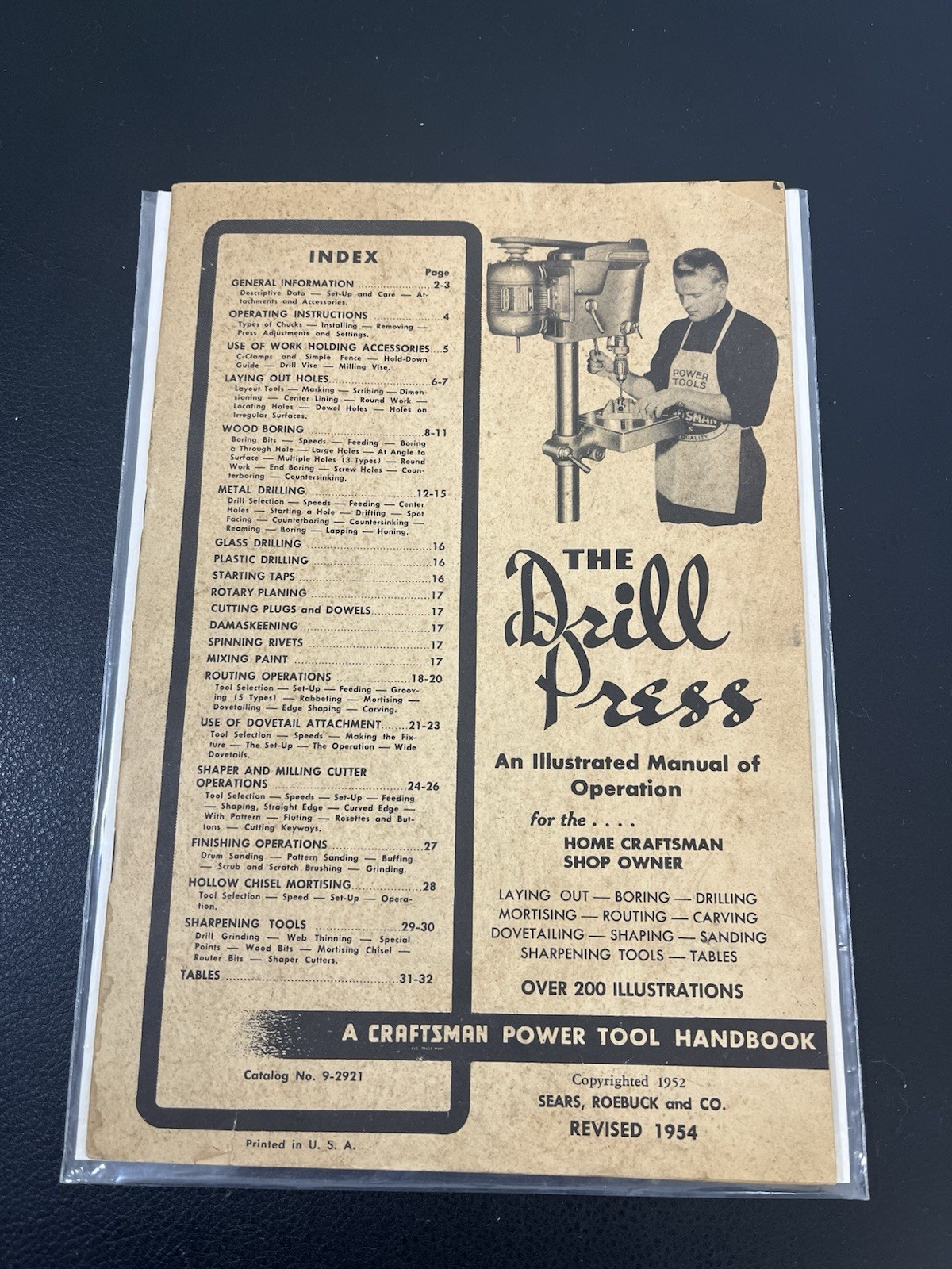 1954 THE DRILL PRESS -SEARS ROEBUCK – A CRAFTSMAN HANDBOOK – 9-2921