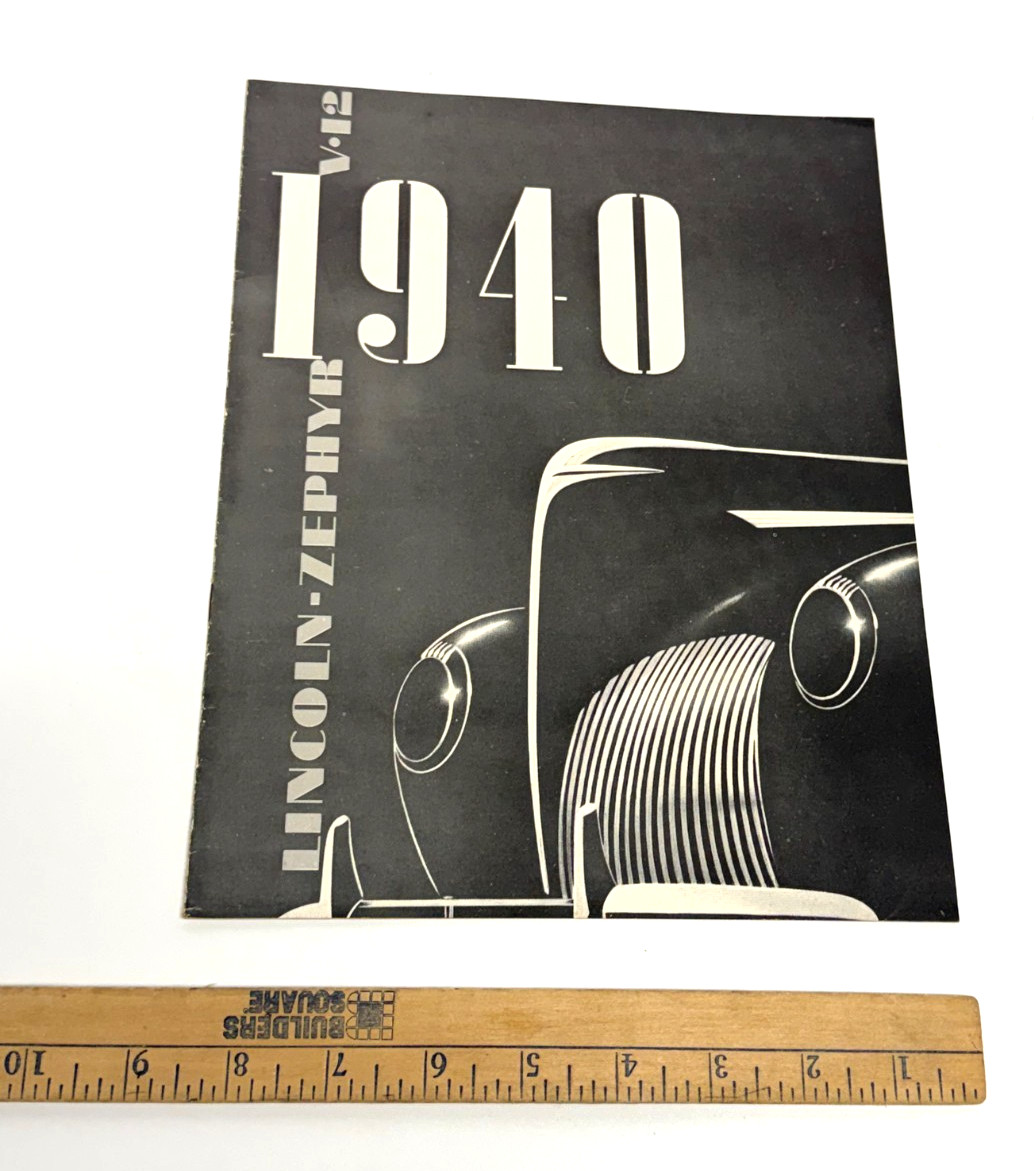 Vtg 1940 Lincoln Zephyr Original Dealer Showroom Brochure V12 Sedan Coupe