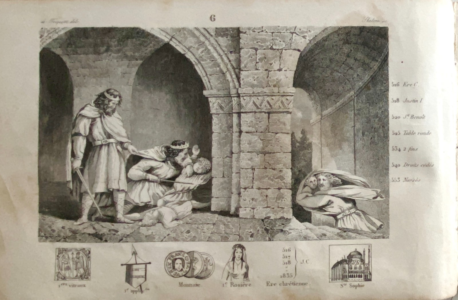 Engraving Kings Of France “Childebert I”