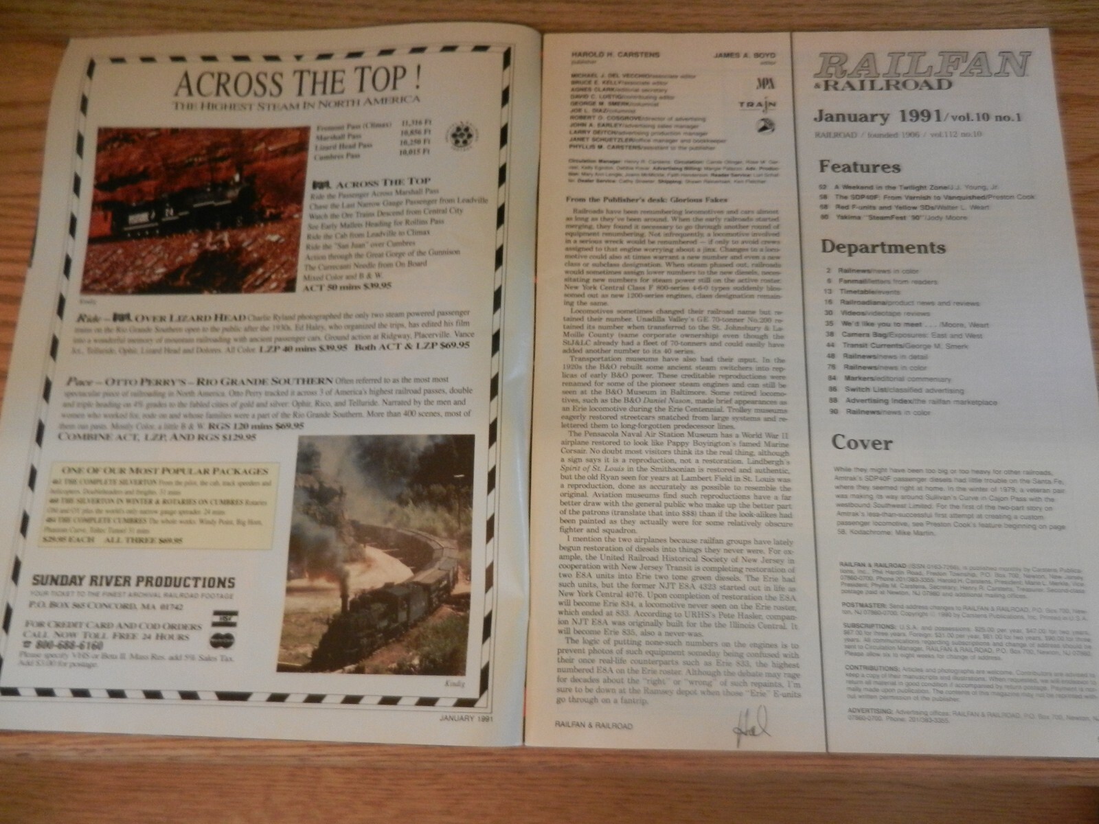 Railfan and Railroad January, 1991 Vol 10 No. 1