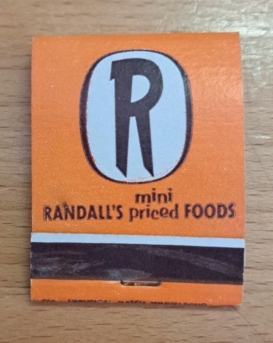 Randalls Foods Grocery Matchbook 1970s Vintage Iowa Orange RARE