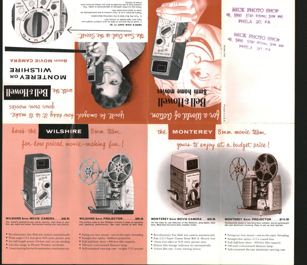 Bell & Howell 8mm Home Movies Promotional Brochure Fold-Out Late 1950s