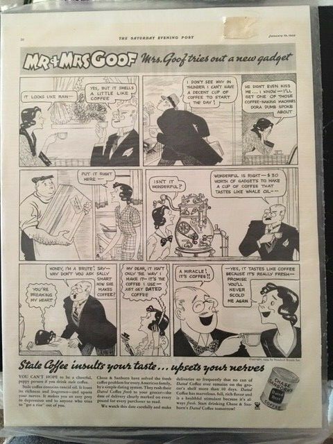 Vintage 1935 – Chase Sanborn Coffee Mr Mrs Goof Cartoon Magazine Print Ad