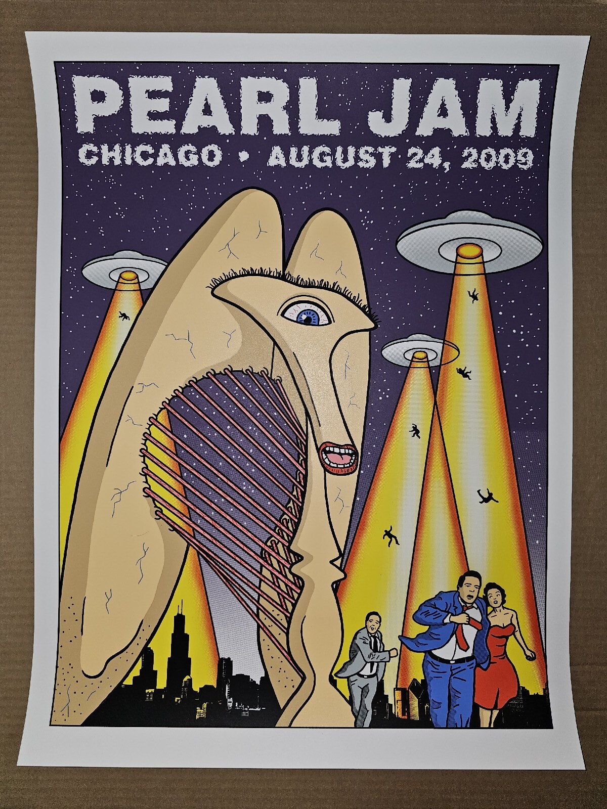 Pearl Jam Chicago, IL 2009 Official Concert Poster Tom Tomorrow Screen Print