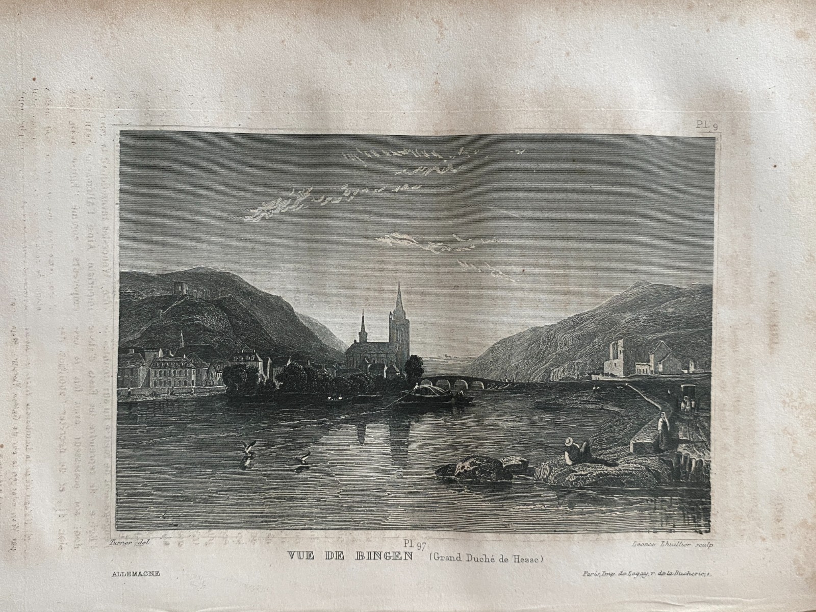 Germany Engraving “View Of Bingen Grand Duchy Of Hesse”