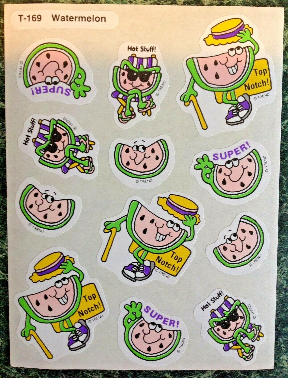 VTG TREND Scratch & Sniff Stinky Sticker Sheet Die Cut WATERMELON Scent Ltd Ed.