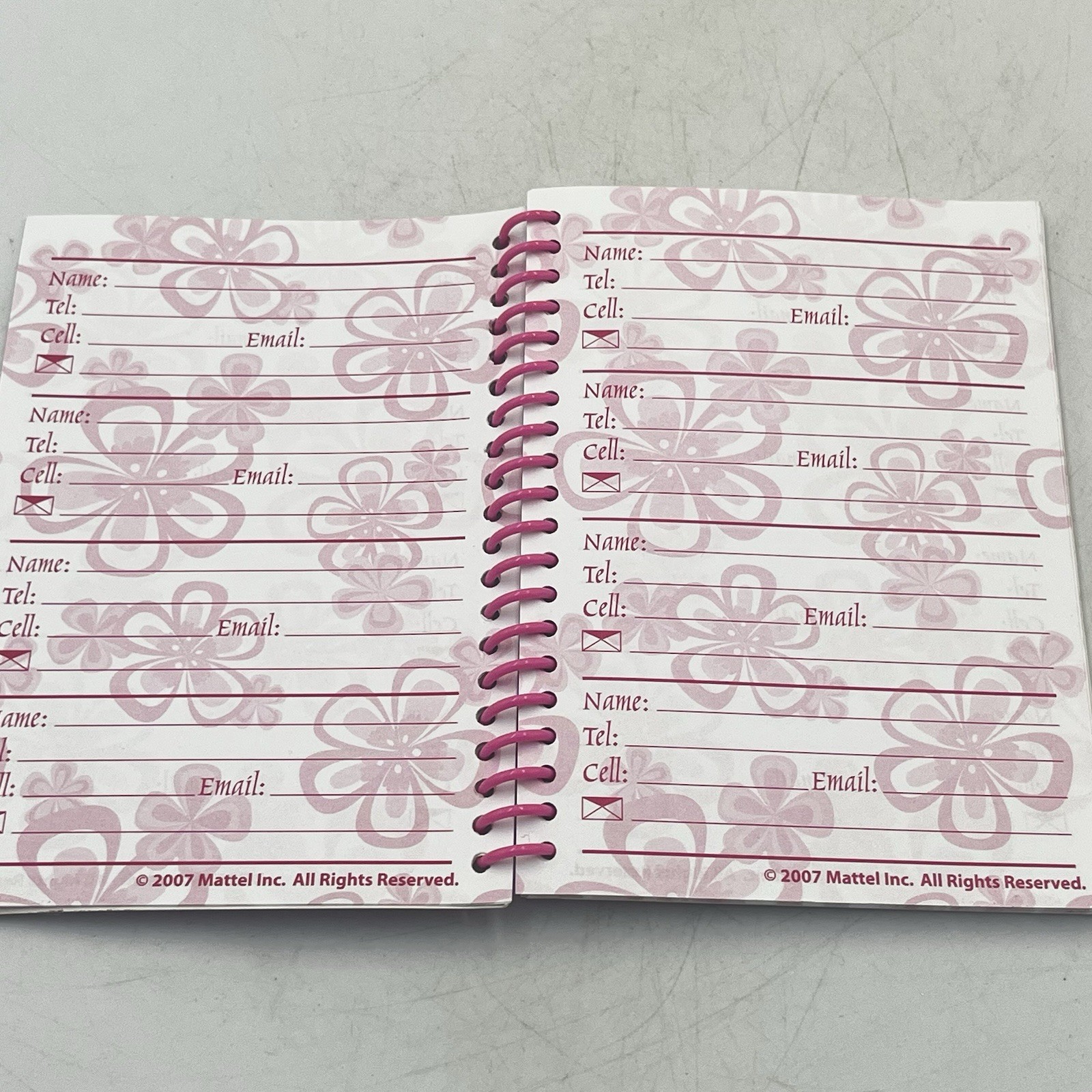 Vintage 2007 Pink Barbie Pocket Address Book Mattel Animations Brand RARE