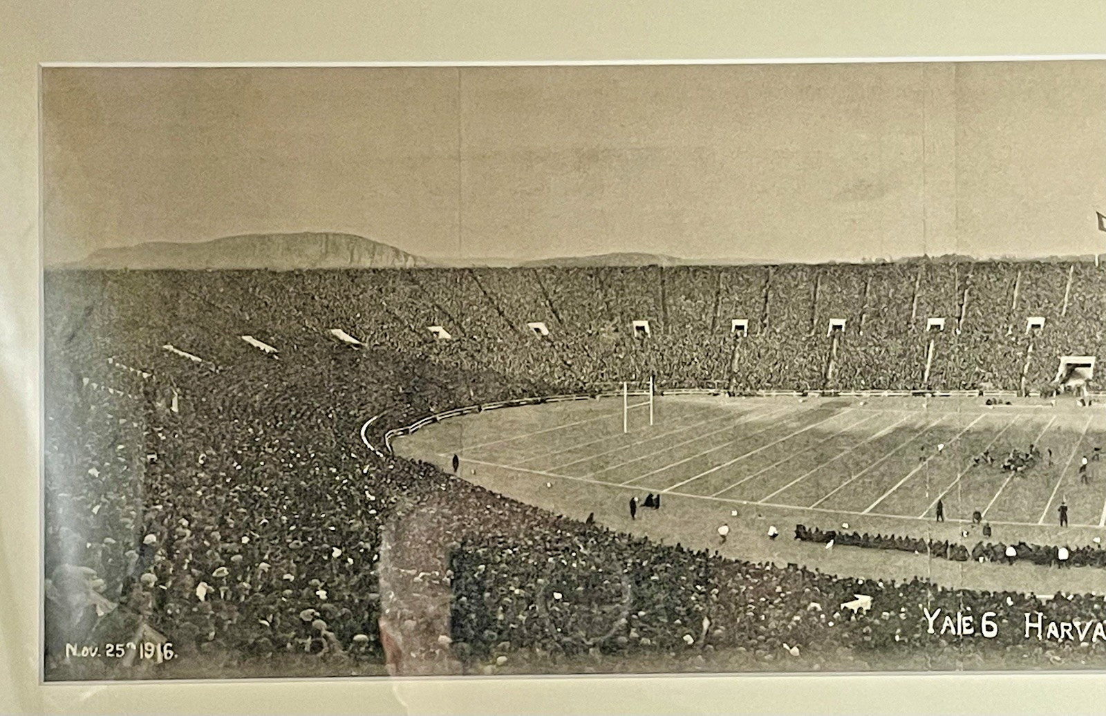 Framed Antique 1916 Yale Vs Harvard Football Game Panoramic Photo Memorabilia