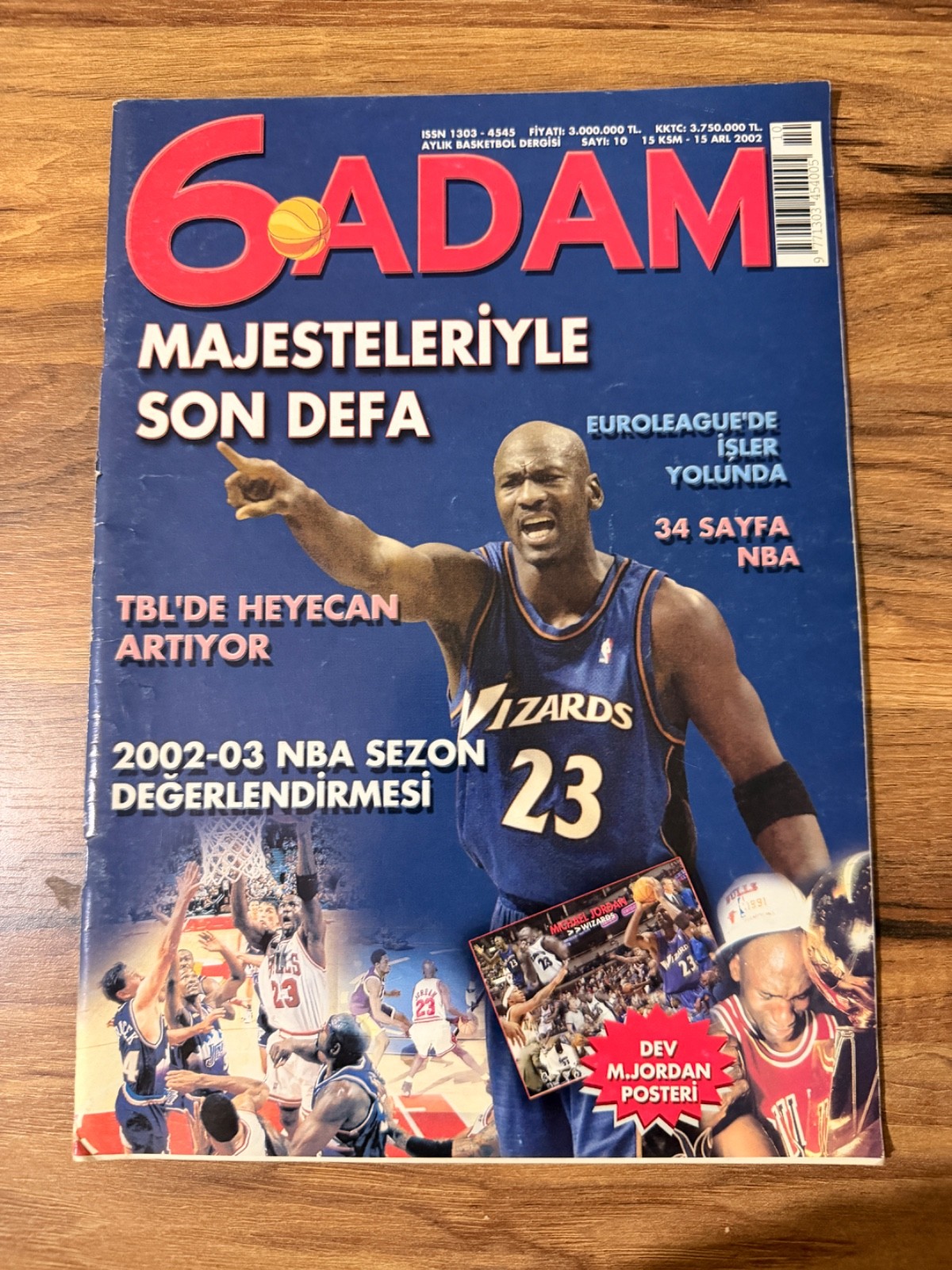 Michael Jordan Wizards Cover 6 Adam Magazine April 2002 Turkish Rare NBA