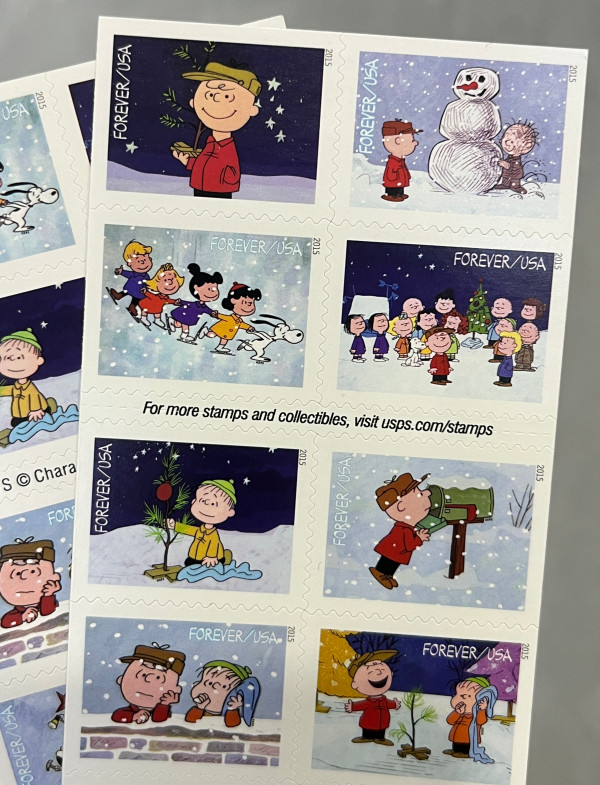 2015 USPS Charlie Brown Christmas First Class Letter Stamps, 5 Sheets of 20
